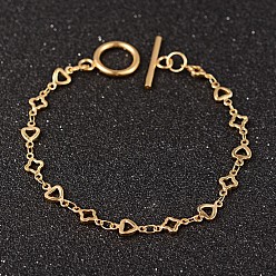 Золотой 304 Браслеты из нержавеющей стали, с OT застежками, золотые, 7-5/8 дюйм (195 мм), 5.5x1.8 мм