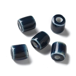 Полуночно-синий Фарфоровые бусины ручной работы, колонка, темно-синий, 10~10.5x9~10.5 мм, отверстие : 2.5 мм