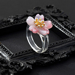 Pink Смола с кольцами из сплава, цветок, золотые, розовые, 18 мм