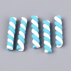 Голубой Ручной полимерной глины кабошонов, проскурняк, голубой, 24~27x5~6 мм