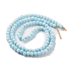 Светло-голубой Непальские бусины лэмпворк ручной работы, круглые, светло-голубой, 7x6.5 мм, отверстие : 1.5 мм, около 103 шт / нитка, 25.71'' (65.3 см)