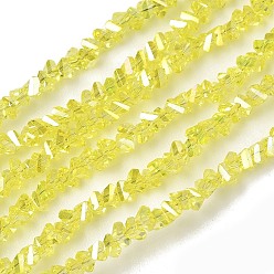 Желтый Гальванизируйте прозрачное стекло бисер нитей, треугольные, граненые, AB цвет, желтые, 3x2x2 мм, отверстие : 0.7 мм, около 135 шт / нитка, 9.21'' (23.4 см)