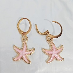 Pink Серьги-гвоздики с эмалевой отделкой из сплава и застежкой-молнией в форме звезды на морскую тематику, золотые, розовые, 32x15 мм