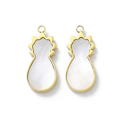 Ананас Ионное покрытие (ip) 304 подвески из нержавеющей стали, с паве-ракушкой, реальный 18 k позолоченный, ананас, 17x7x2 мм, отверстие : 1.2 мм