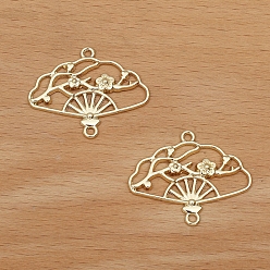 Light Gold Подвески из полого соединителя из сплава, сливовый цветок китайские веерные ссылки, золотой свет, 35x21 мм