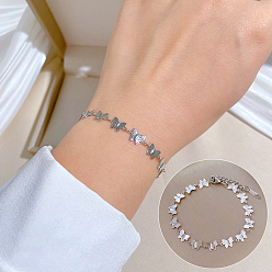 Нержавеющая Сталь Цвет 304 браслеты из нержавеющей стали ссылка для женщин, бабочка, цвет нержавеющей стали, 6-1/4 дюйм (16 см)