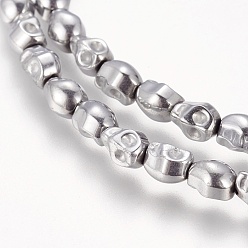 с Платиновым Покрытием Гальванические немагнитная синтетический гематит бисер пряди, класс АА, череп, с покрытием платиным, 5.5x4.5x5 мм, отверстие : 1 мм, около 65 шт / нитка, 15.7 дюйм (40 см)