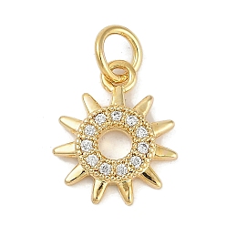 Настоящее золото 18K Стойка металлическая латунная микропрофилированная кубическая циркония подвески, без свинца и без кадмия, долговечный, солнечные чары, с целью перехода в кольце, реальный 18 k позолоченный, 13x11x2.5 мм