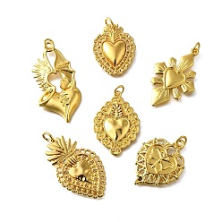 Настоящее золото 18K Подвески из сплава , чары священного сердца, долговечный, стойки покрытие, с целью перехода в кольце, реальный 18 k позолоченный, 29~46x23~26x2~5 мм, отверстие : 4~5 мм