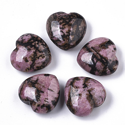 Rhodonite Natural Rhodonite Healing Stones, Heart Love Stones, Pocket Palm Stones for Reiki Balancing, 29~30x30~31x12~15mm