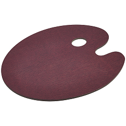 Кокосово-Коричневый Деревянные палитры для масляной живописи, овальные, кокосового коричневый, 300x240x5 мм, отверстие : 31.5x40.5 мм