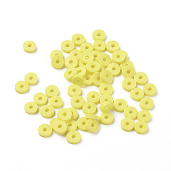 Yellow Eco-Friendly Handmade Polymer Clay Beads, Disc/Flat Round, Heishi Beads, Yellow, 4x1mm, Hole: 1mm, about 380~400pcs/strand, 17.7 inch