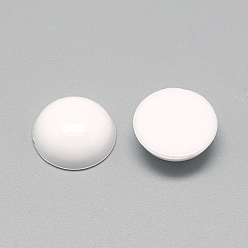 White Acrylic Cabochons, Half Round/Dome, White, 20x6.5~7mm