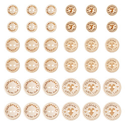 Бланшированный Миндаль 120 шт. 6 стили деревянных пуговиц, 2-луночное, со словом, плоско-круглые, бланшированный миндаль, 15~25x3~5 мм, отверстие : 2~3 мм, 20 шт / стиль