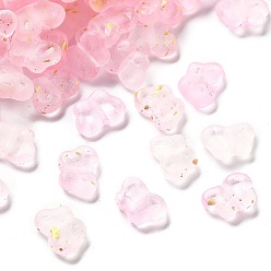 Pink Прозрачные акриловые бусины градиентного цвета, с золотой фольгой, бабочка, розовые, 7.5x10x3.5 мм, отверстие : 1.5 мм, отверстие : 1.5 мм, о: 3571 шт / 500 г