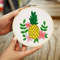Ананас Стартовые наборы для вышивки своими руками, включая ткань для вышивания и нитки, игла, пяльцы, инструкция, ананас, 150 мм