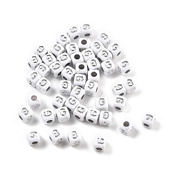 Letter G Непрозрачные акриловые бусины, квадрат с буквой, серебристого металла, обвитыми, Буква G, 5x5x5 мм, отверстие : 2 мм, о 5000ocs