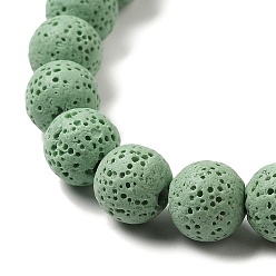 Pale Green Natural Lava Rock Bead Strands, Dyed, Round, Pale Green, 8mm, Hole: about 2mm, about 52pcs/strand, 15.5 inch