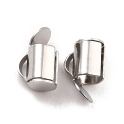Stainless Steel Color Non-Tarnish 304 Stainless Steel Slide On End Clasp Tubes, Slider End Caps, Stainless Steel Color, 5.3x5.5x4mm, Hole: 2x1mm, Inner Diameter: 3mm