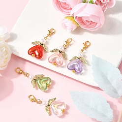 Золотой Ангел прозрачный акриловый кулон украшения, с АБС-пластиком, имитацией жемчуга и крылом из сплава, золотые, 43 мм