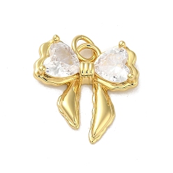 Настоящее золото 18K Стойка металлическая латунная микропрофилированная кубическая циркония подвески, с целью перехода в кольце, долговечный, без свинца и без кадмия, бантом, реальный 18 k позолоченный, 15.5x17x4.5 мм, отверстие : 3 мм
