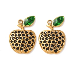 Яблоко 304 нержавеющей стальной эмали подвески, золотые, яблочные прелести, 22x15x3 мм, отверстие : 1.8 мм
