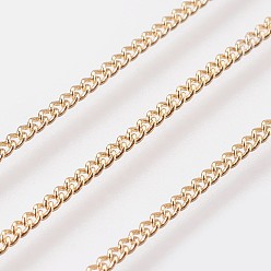 Real 18K Gold Plated Long-Lasting Plated Brass Curb Chain Necklaces, with Lobster Claw Clasp, Nickel Free, Real 18K Gold Plated, 18.11 inch(46cm), 1.2mm