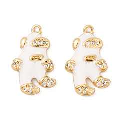 Белый Латунные микро проложить кубического циркония подвески, без кадмия, без никеля и без свинца, с эмалью, реальный 18 k позолоченный, прелести космонавта, белые, 17.5x11x3 мм, отверстие : 1.2 мм