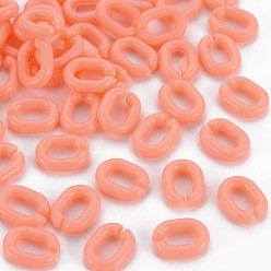 Tomato Opaque Acrylic Linking Rings, Quick Link Connectors, For Jewelry Chains Making, Oval, Tomato, 10x7.5x2.5mm, Hole: 3x5.5mm