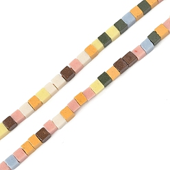 Разноцветный Нити бусин из искусственного камня лавы ручной работы, квадратный, яркие глазированный фарфор, красочный, 2.5x2.5x2~2.5 мм, отверстие : 0.7 мм, около 158 шт / нитка, 14.96~15.16'' (38~38.5 см)