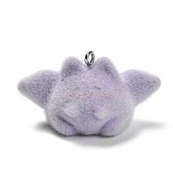 Bat Подвески из непрозрачной смолы на Хэллоуин, с платиновыми тоновыми железными петлями, летучая мышь, 22x40x21 мм, отверстие : 2 мм