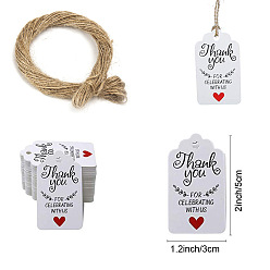 Rectangle Бумажные подарочные бирки на тему благодарения, пеньковой мозга, прямоугольник, 5x3 см, 100 шт / пакет