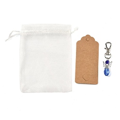 Синий Кулоны из граненого стекла, с гранеными стеклянными шариками, сплав бусины бабочки и шарнирные застежки когтя омара, железные булавки и шапочки для бус, ангел, синие, 61 мм, Кулон : 32x18x9.5 мм