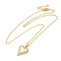 Golden Brass Enamel with Rhinestone Pendant Necklace, Heart, Golden, 17.72 inch(45cm)