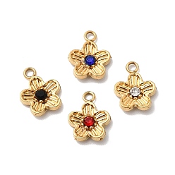 (52) Непрозрачная лаванда 304 подвески из нержавеющей стали со стразами, , ионное покрытие (ip), реальный 18 k позолоченный, разноцветные, 12x10x2.5 мм, отверстие : 1.6 мм