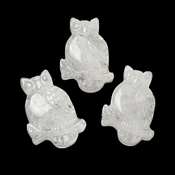 Хрусталь Природного кварца хрустальных подвесок, подвески из горного хрусталя, сова прелести, 44~46x29~31x7.5~10 мм, отверстие : 1.4 мм