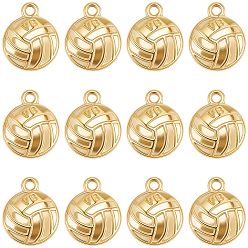Real 18K Gold Plated 20Pcs Sport Theme 304 Stainless Steel Pendants, Volleyball, Ion Plating(IP), Real 18K Gold Plated, 17.5x14x4.5mm, Hole: 1.8mm