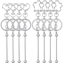Платина 10Брелок с железным стержнем и бисером, 10шт 2 стили сплава брелок застежки, платина, 78 мм