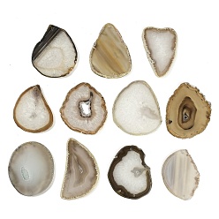 Белый Самородки натурального агата, срезы, звенья, соединительные подвески, окрашенные, белые, 50~110x27~75x5~10 мм, отверстие : 1.8~2 мм, Около 20~40 шт / 1000 г