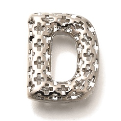 Letter D Латунные подвески, подвески с полыми буквами, стойки покрытие, долговечный, без кадмия и без свинца, Буква D, 21.5x17x6 мм, отверстие : 5x2.7 мм