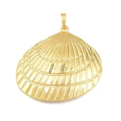 Shell Shape Латунные подвески, стойки покрытие, долговечный, без кадмия и без свинца, реальный 18 k позолоченный, подвески в форме ракушек, 38.5x39.5x4 мм, отверстие : 4x3 мм
