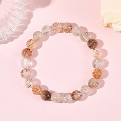 Rutilated Quartz Natural Rutilated Quartz Round Beaded Stretch Bracelets, Inner Diameter: 2.20 inch(5.6cm)