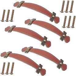 Braun Schubladengriffe aus PU-Leder, Türgriffe, Schrankzuggurt, mit schrauben, braun, 160x37x10 mm, Bohrung: 3 mm, Schraube: 24x7.5 mm