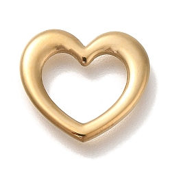 Настоящее золото 18K Ионное покрытие (ip) 304 соединительные кольца из нержавеющей стали, сердце, реальный 18 k позолоченный, 13x14x1.5 мм, отверстие : 6.5x9 мм
