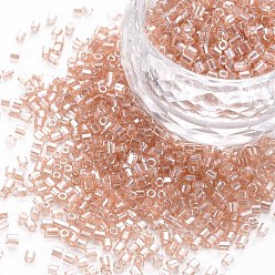 Dark Salmon Glass Bugle Beads, Transparent Colours Luster, Dark Salmon, 2.5~3x2mm, Hole: 0.9mm, about 15000pcs/pound