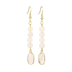 Розовый Кварц Женские серьги с подвесками из розового кварца, Круглый и овальный, зелёные, 66x8.5 мм