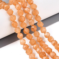 Marron Sablonneux Teints naturels blanches perles de jade brins, facette, étoiles coupées perles rondes, Sandy Brown, 7~8x6~7.5x6~7.5mm, Trou: 1mm, Environ 48~49 pcs/chapelet, 14.17~15.35'' (36~39 cm)