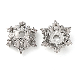 Платина Колпачки для бусин из прозрачного кубического циркония из латуни, без кадмия, без никеля и без свинца, цветок, платина, 10.5x10.5x4 мм, отверстие : 1.8 мм