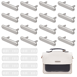 Платина 16шт. декоративные застежки для сумок в форме длинного овального кольца из цинкового сплава, штамповка пустых тегов, с железными прокладками, платина, 47.5x9.5x17 мм