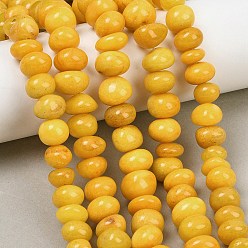 Oro Teñidos naturales blancas perlas de jade hebras, pepitas, piedra caída, oro, 9~15x9~15x5~9 mm, agujero: 0.8 mm, sobre 49 unidades / cadena, 15.35'' (39 cm)